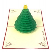 Handmade 3D Pop Up Christmas Card, greeting Card, Evergreen Conifer tree, Xmas Gift Ornament Decoration